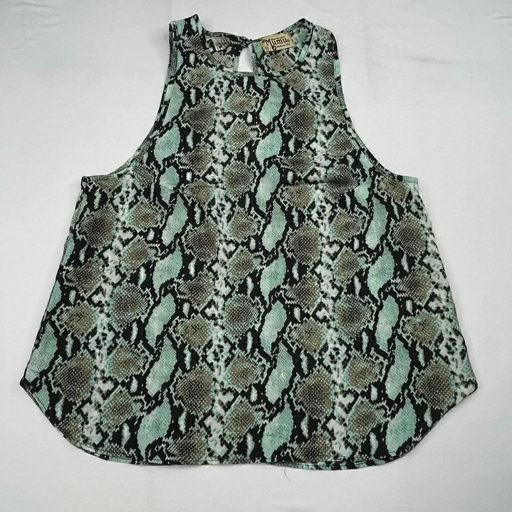 Show Me Your MUMU Snakeskin Print Sleeveless blouse top